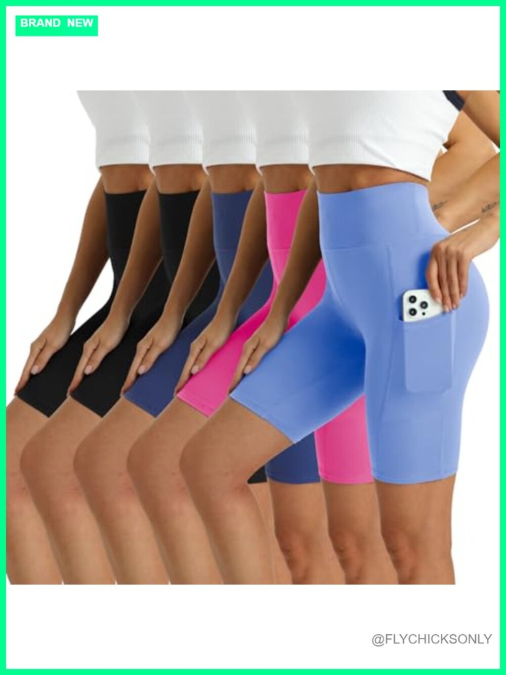 High Waisted Biker Shorts Women 5-Pack Gym Workout Running Athletic